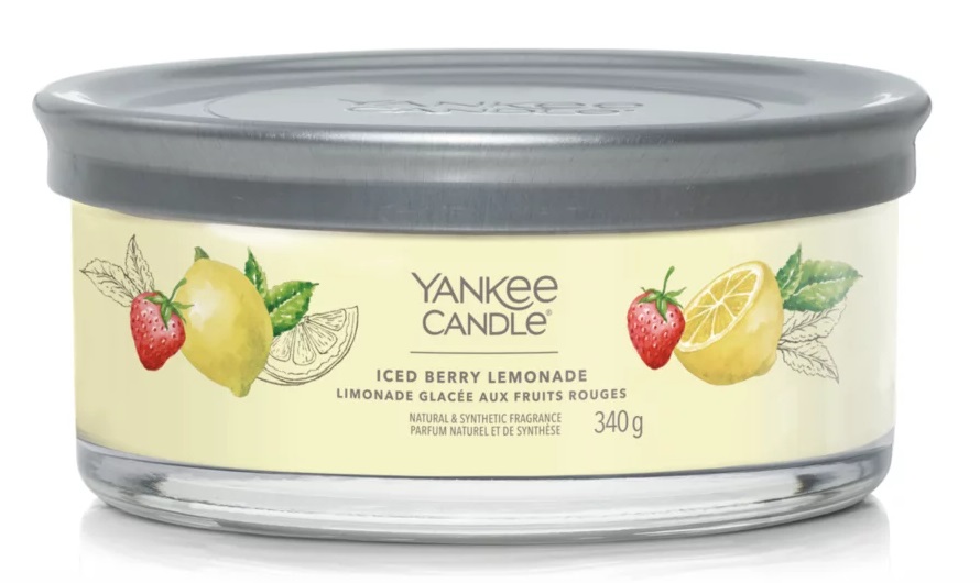 Yankee Candle Iced Berry Lemonade Candela Tumbler Multi-Stoppino 340 gr - Fragranza Fruttata con Note di Zucchero al Limone e Pompelmo