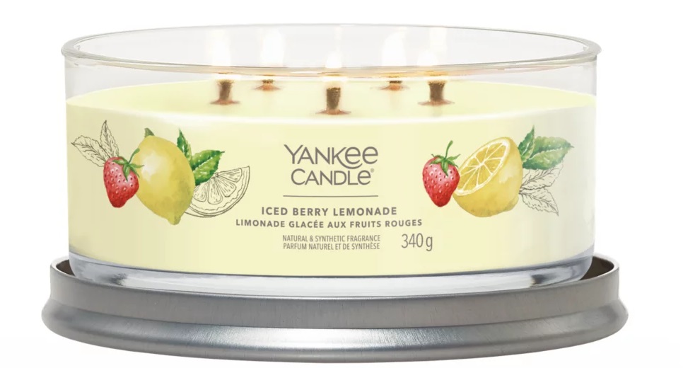 Yankee Candle Iced Berry Lemonade Candela Tumbler Multi-Stoppino 340 gr - Fragranza Fruttata con Note di Zucchero al Limone e Pompelmo