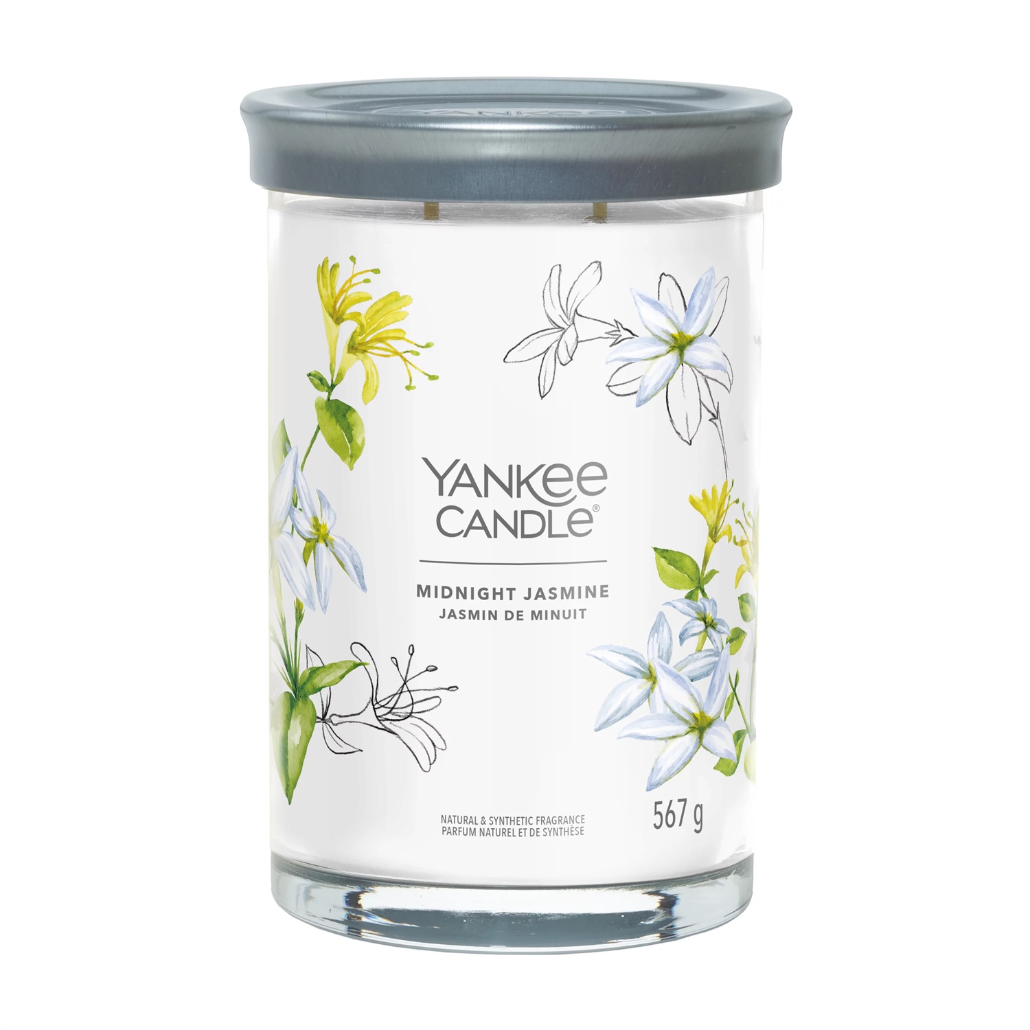 Yankee Candle Signature Tumbler Grande Midnight Jasmine - Candela Profumata 567g, Fragranza Floreale, 2 Stoppini, Fino a 100 Ore di Combustione
