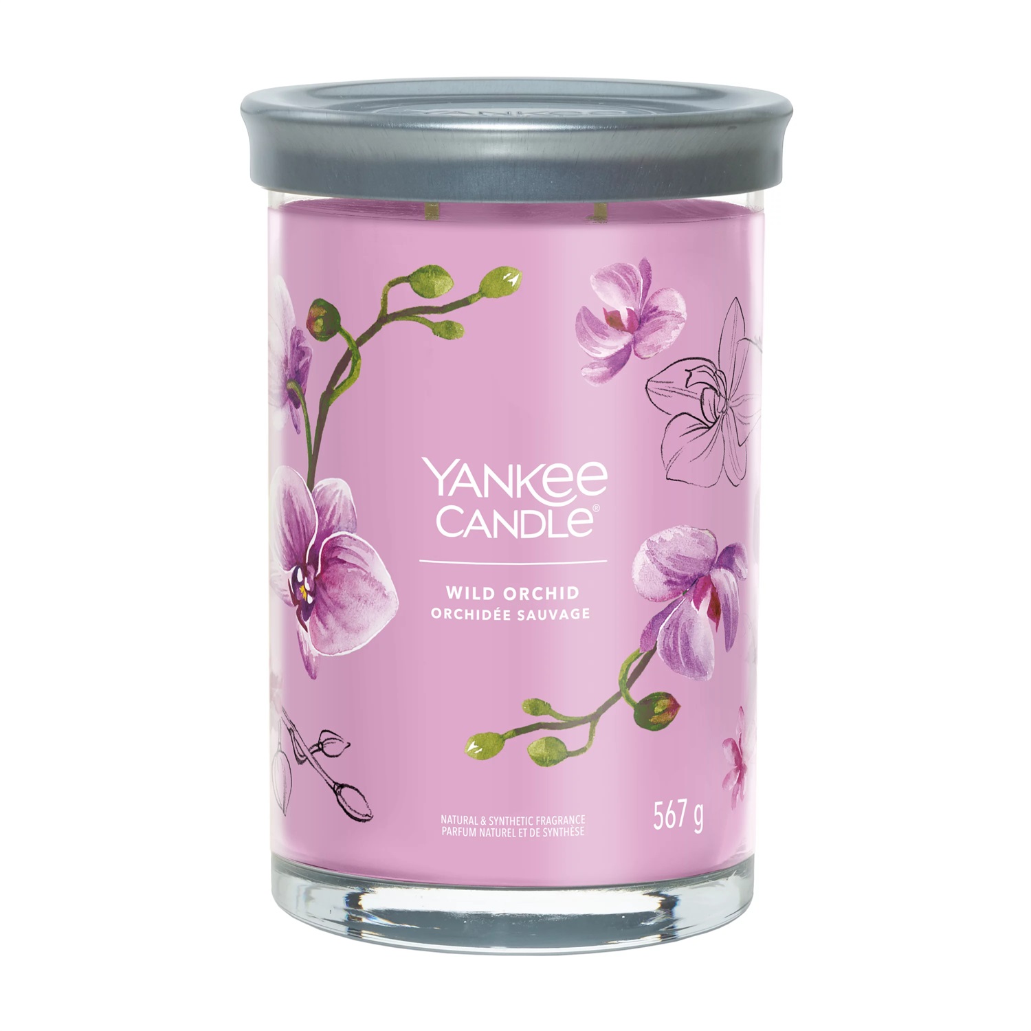 Yankee Candle Wild Orchid - Candela Profumata Tumbler Grande 567g, Cera di Soia, Fragranza Floreale con Note di Ozono e Frutta Matura