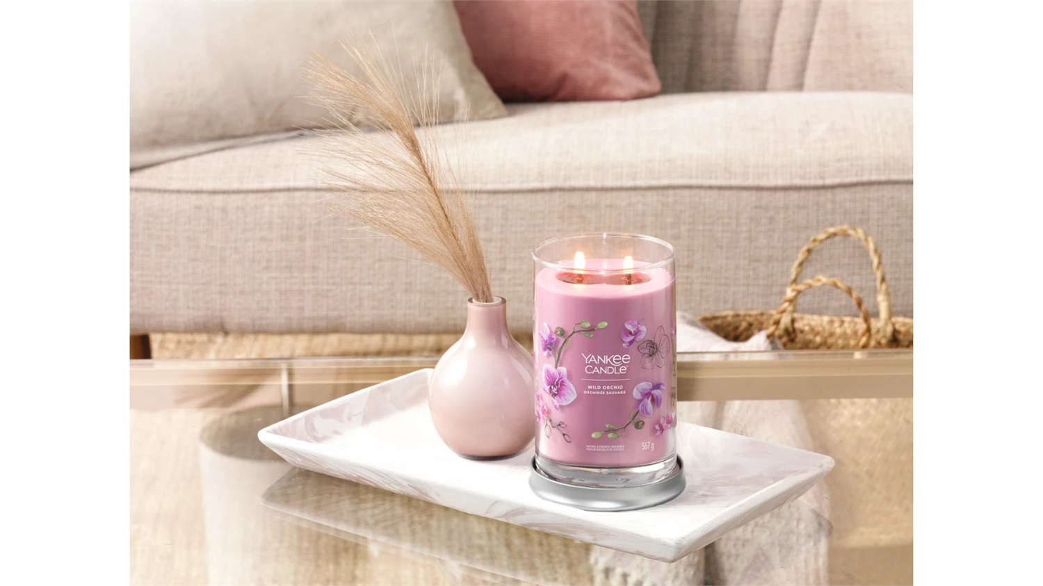 Yankee Candle Wild Orchid - Candela Profumata Tumbler Grande 567g, Cera di Soia, Fragranza Floreale con Note di Ozono e Frutta Matura
