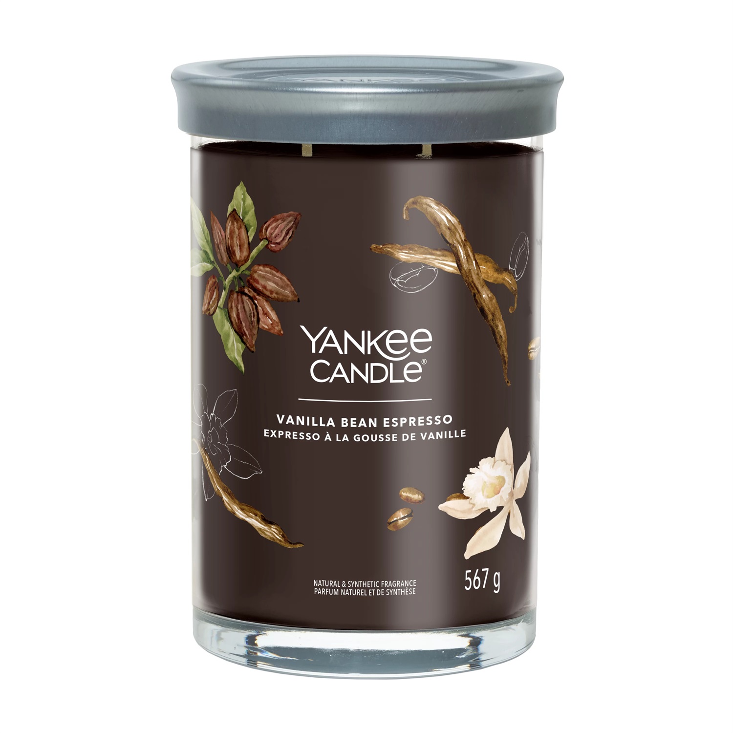 Yankee Candle Vanilla Bean Espresso - Candela Profumata Tumbler Grande 567g con Fragranza Dolce e Speziata, Tempo di Combustione fino a 100 Ore