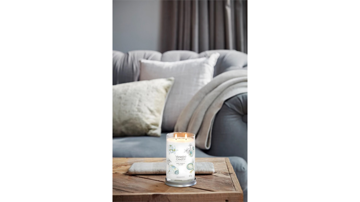 Yankee Candle Signature Tumbler Grande Candela Profumata Talco per Bambini - 567 g, Cera di Soia, Fino a 100 Ore di Combustione