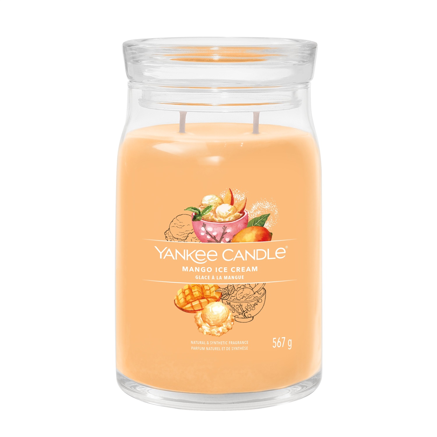 Yankee Candle Signature Candela Profumata Gelato al Mango 567 g - Giara Grande con Cera di Soia e Tempo di Combustione Fino a 90 Ore