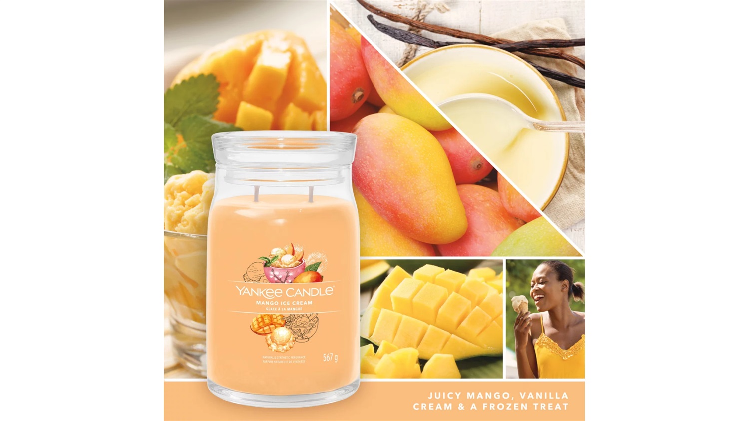 Yankee Candle Signature Candela Profumata Gelato al Mango 567 g - Giara Grande con Cera di Soia e Tempo di Combustione Fino a 90 Ore