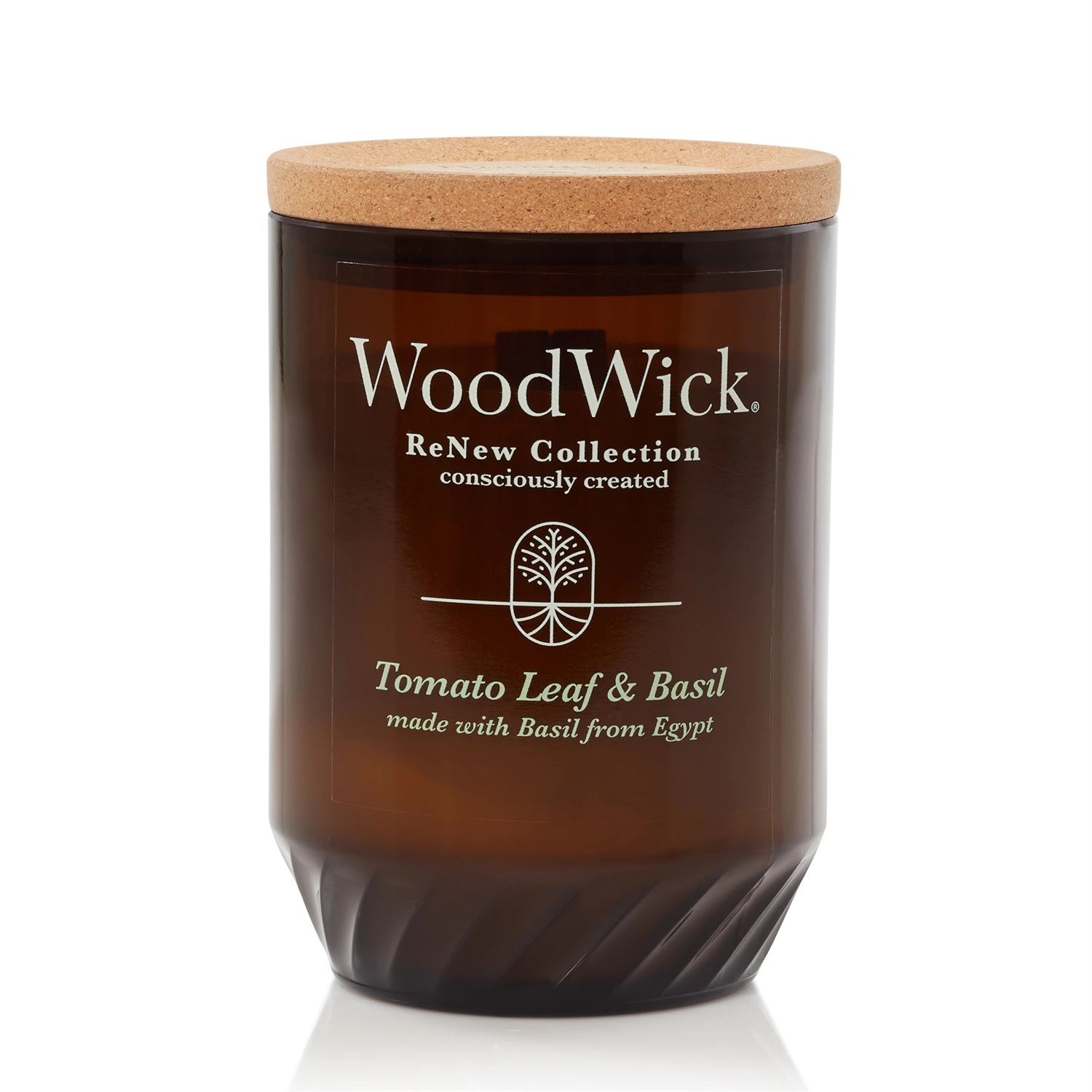 WoodWick Candela Profumata Tomato Leaf & Basil - 184 g, Miscela di Cera di Cocco e Soia con Stoppino Scoppiettante