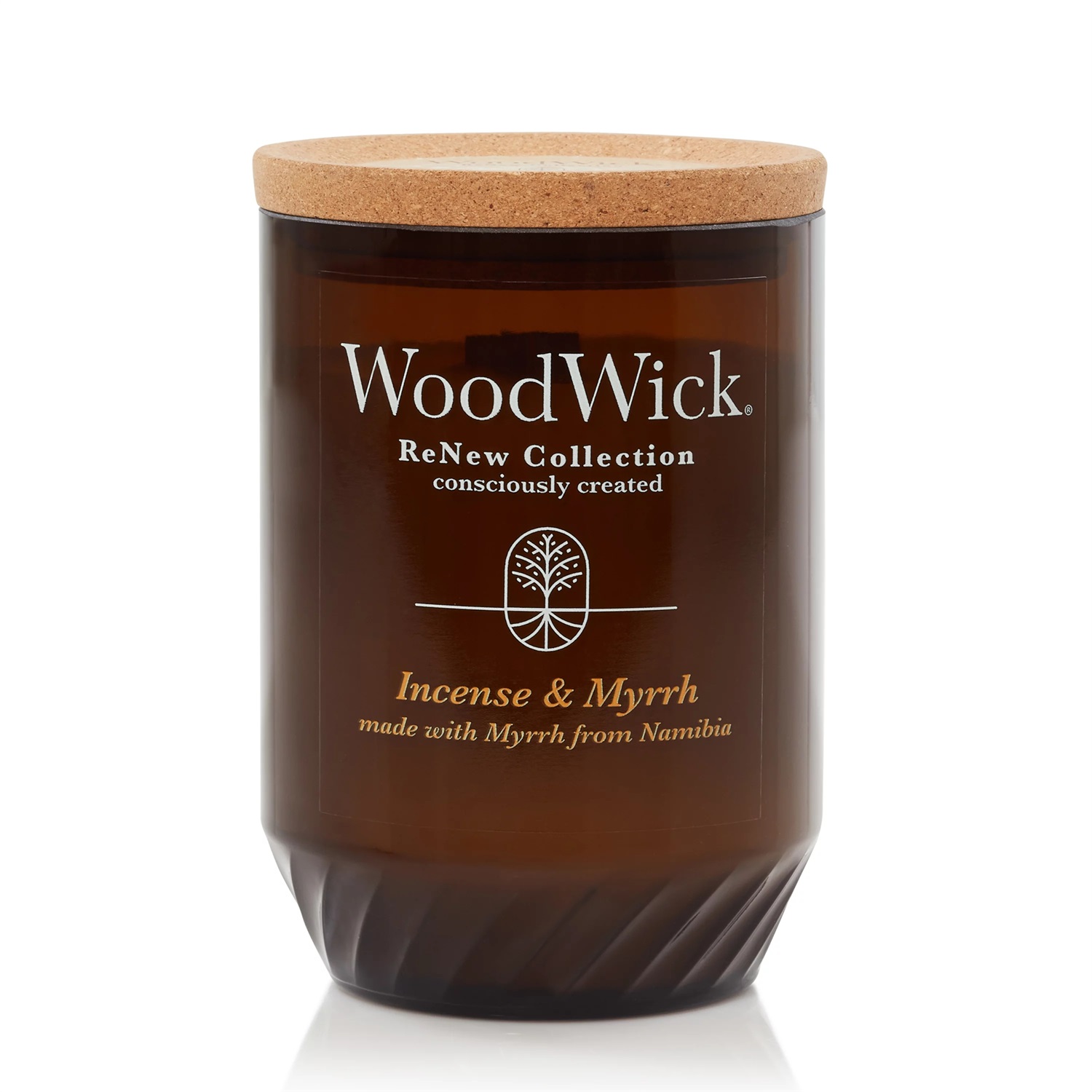 WoodWick Candela Profumata Incense & Myrrh - Media 184g, Cera di Cocco e Soia, Stoppino Scoppiettante in Legno, Realizzata con Materiali Riciclati