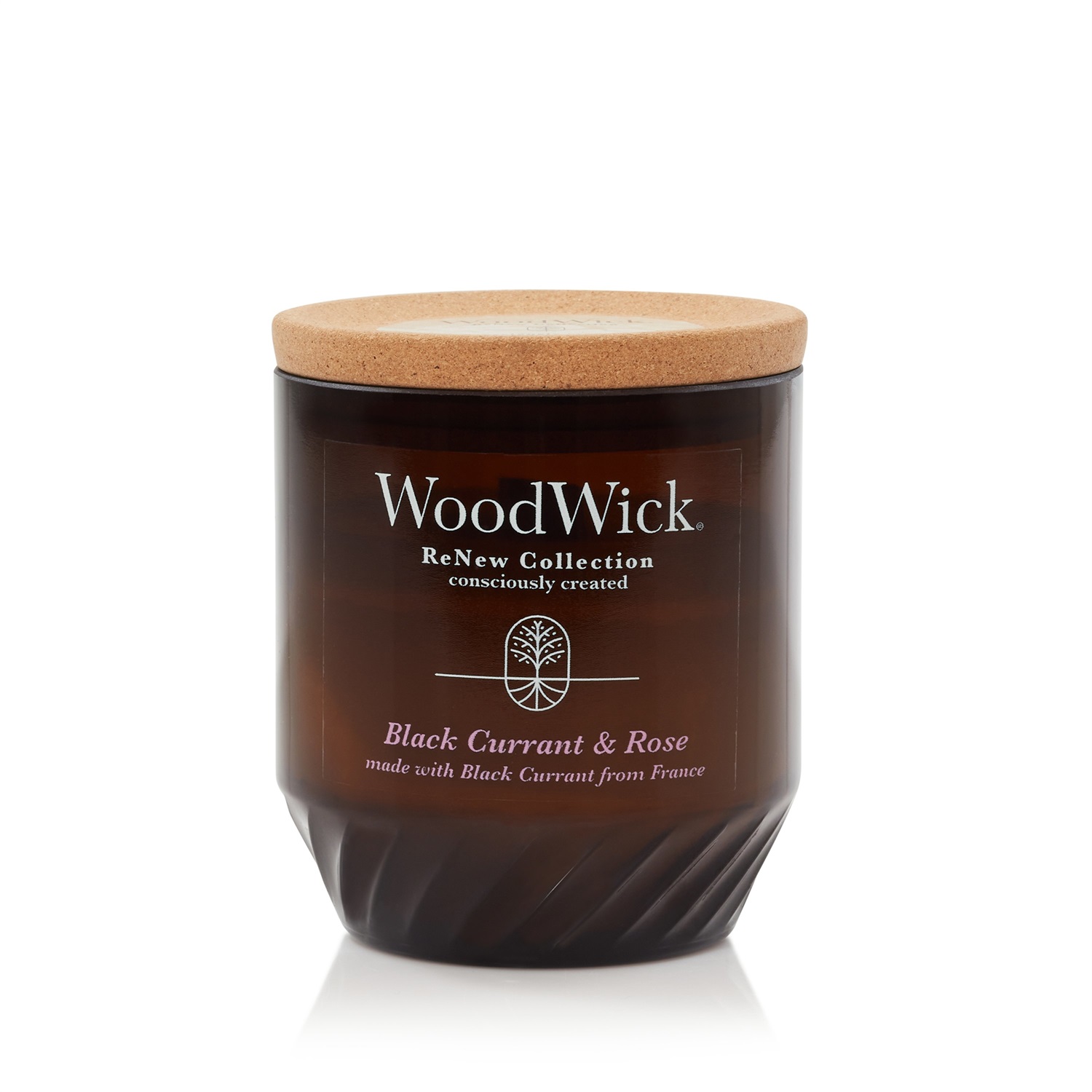 WoodWick Black Currant & Rose - Candela Profumata Media 184 g con Stoppino Scoppiettante in Legno, Miscela di Cera di Cocco e Soia, Realizzata con Materiali Riciclati