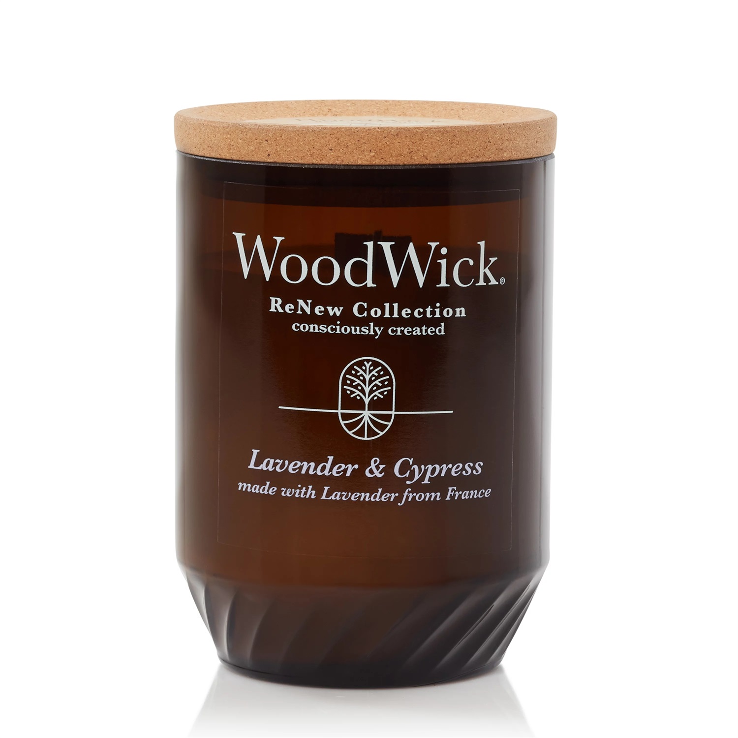 WoodWick Candela Profumata Grande 368 g - Lavender & Cypress con Stoppino Scoppiettante in Legno, Miscela di Cera di Cocco e Soia a Base Vegetale
