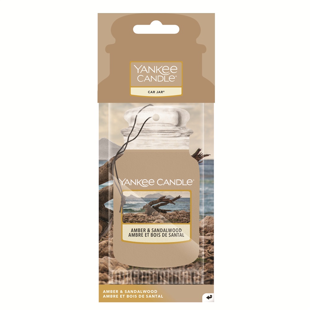 Yankee Candle Deodorante per Auto Amber & Sandalwood - Fragranza Dolce e Speziata, 1 pz