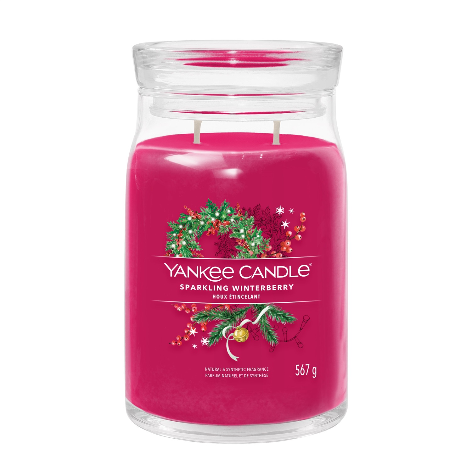 Yankee Candle Sparkling Winterberry - Candela Profumata Giara Grande 567 g con note di melograno, abete balsamico e cedro innevato