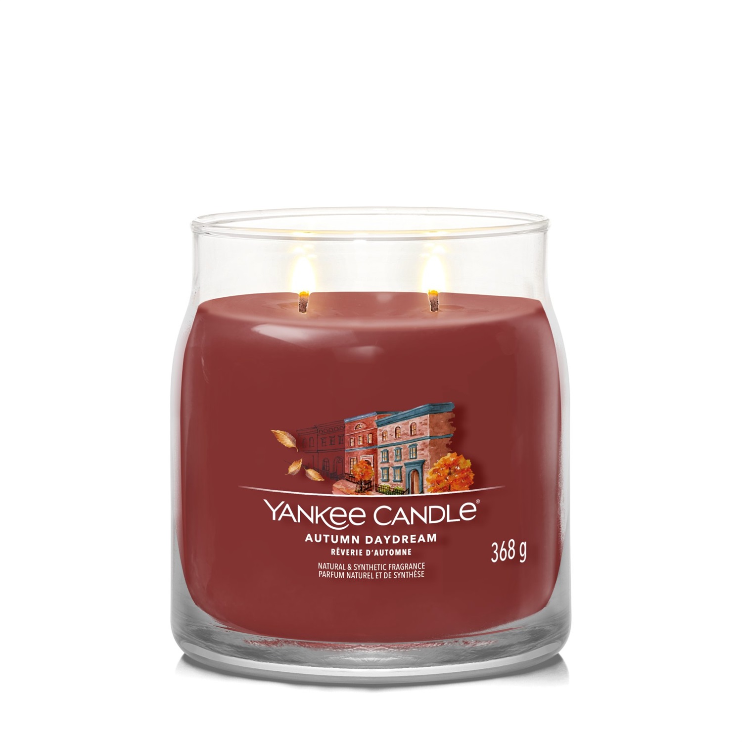 Yankee Candle Signature Candela Profumata Autumn Daydream 368 g - Giara Media con 2 Stoppini, Fragranza di Chiodi di Garofano, Lavanda, Abete e Legno di Eucalipto