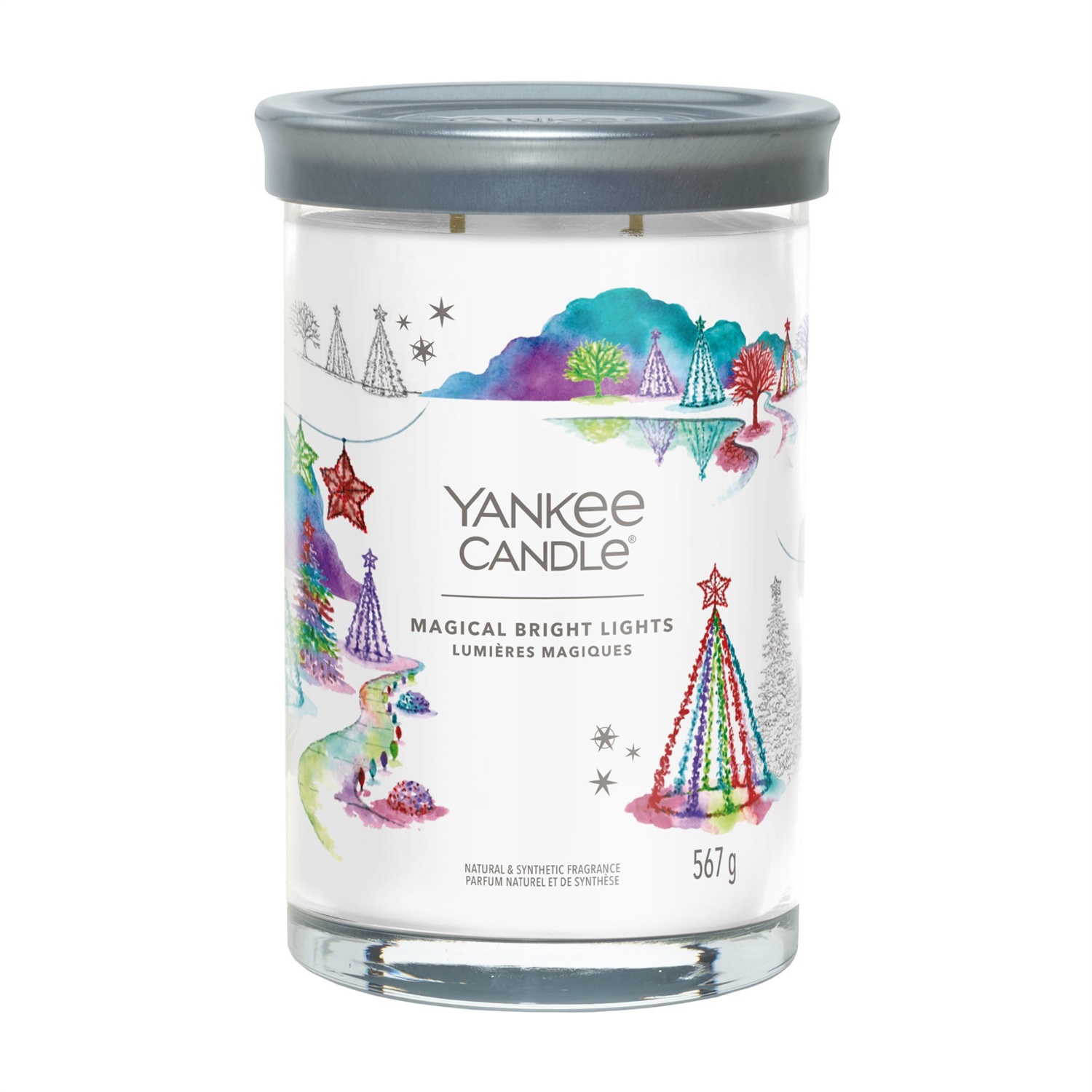 YANKEE CANDLE Candela Profumata Tumbler Grande Magical Bright Lights 567 g con 2 Stoppini - Note di Pera Ghiacciata e Gelsomino
