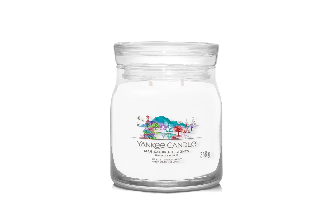 Yankee Candle Magical Bright Lights - Candela Profumata in Giara Media 368 g con Pera Ghiacciata, Menta, Gelsomino e Vaniglia