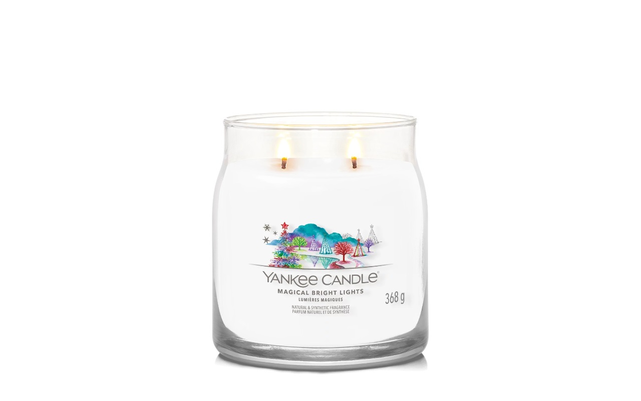 Yankee Candle Magical Bright Lights - Candela Profumata in Giara Media 368 g con Pera Ghiacciata, Menta, Gelsomino e Vaniglia