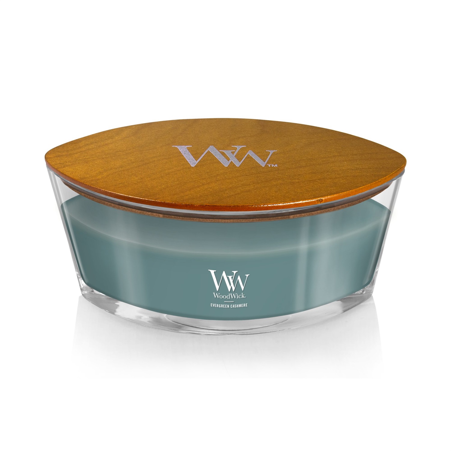 WoodWick Evergreen Cashmere Candela Profumata Ellisse 453,6 g - Fragranza di Pino e Cashmere