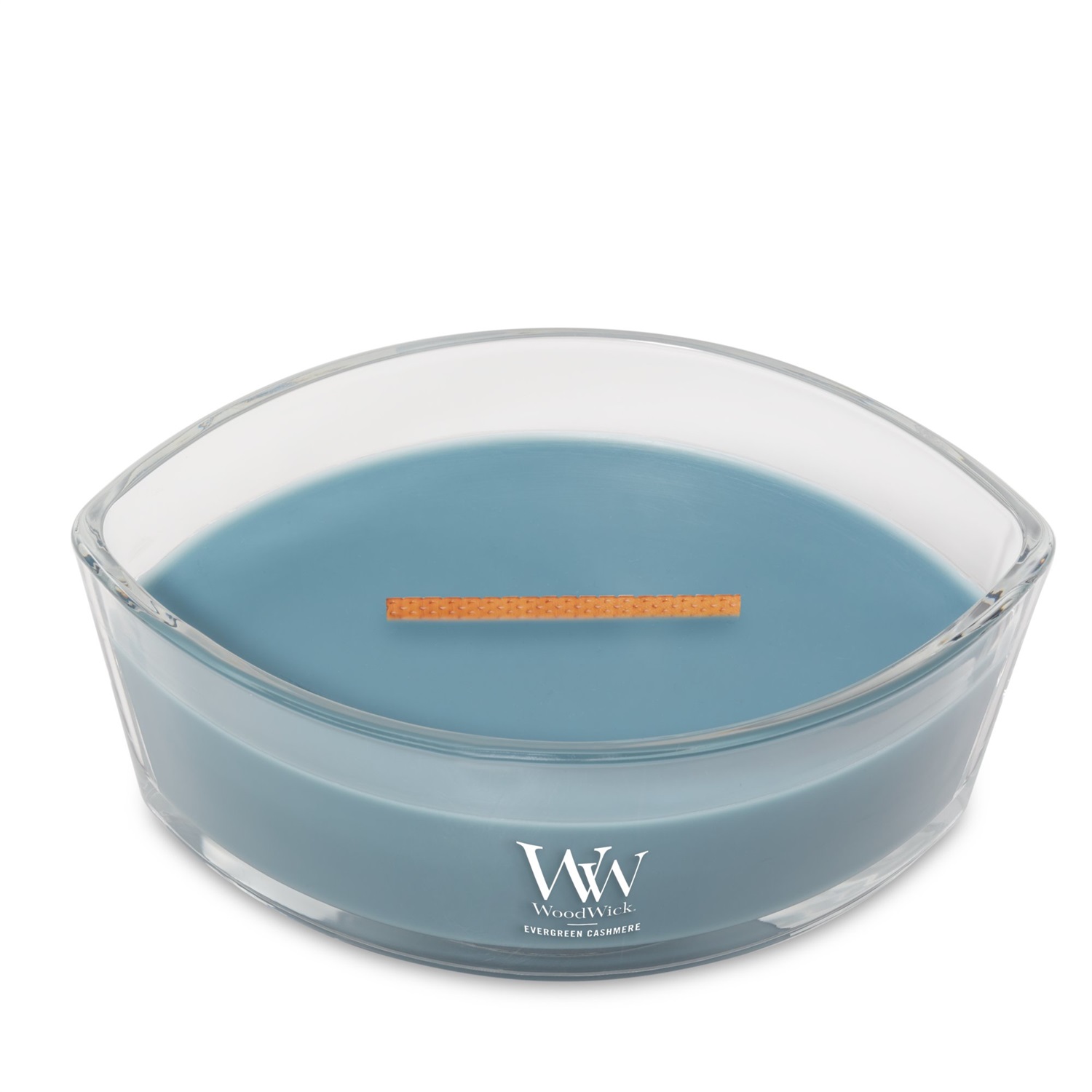 WoodWick Evergreen Cashmere Candela Profumata Ellisse 453,6 g - Fragranza di Pino e Cashmere