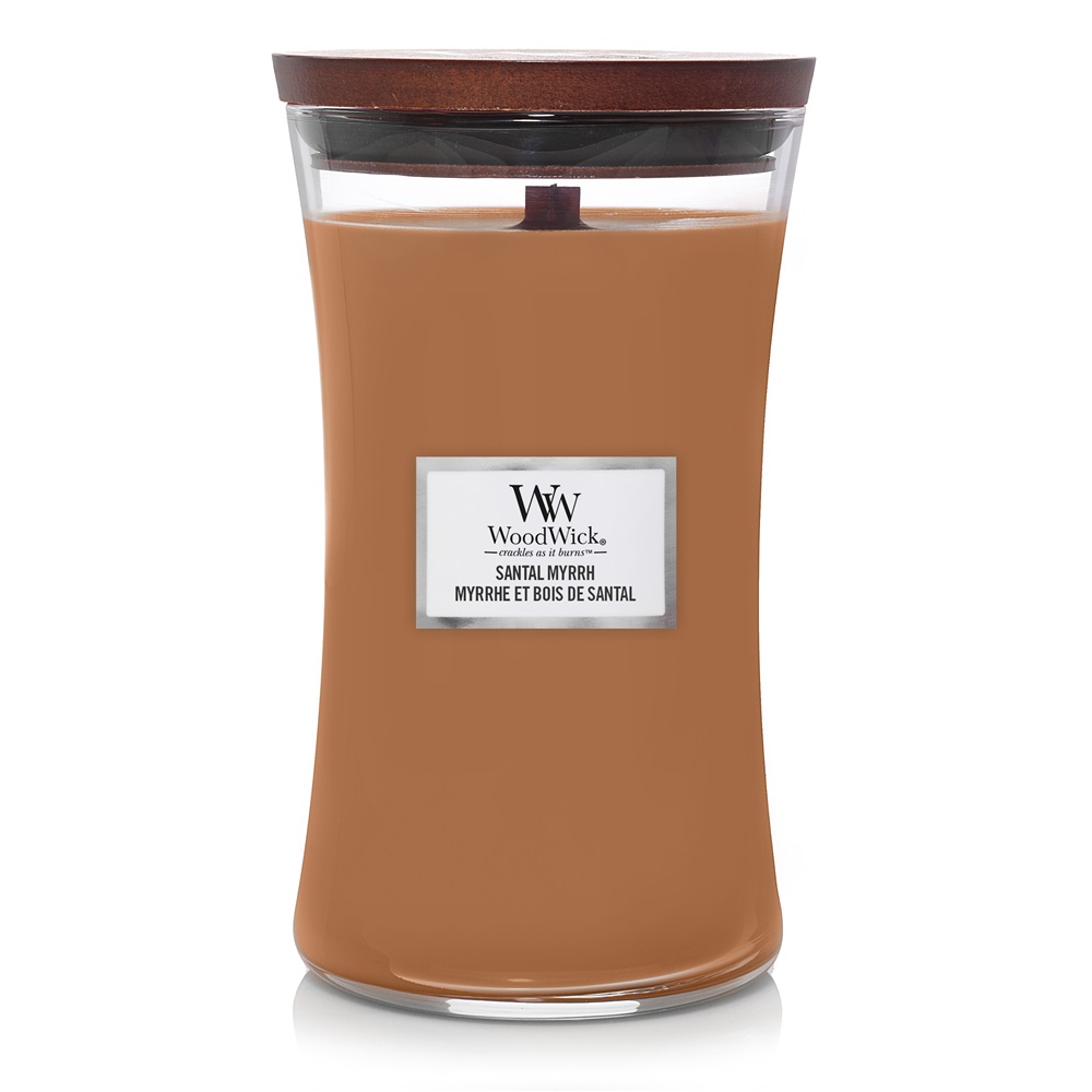 WoodWick Candela Profumata Santal Myrrh 609-610 g - Fragranza Legnosa in Forma di Clessidra
