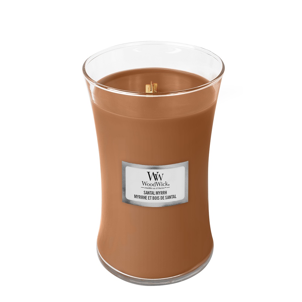WoodWick Candela Profumata Santal Myrrh 609-610 g - Fragranza Legnosa in Forma di Clessidra