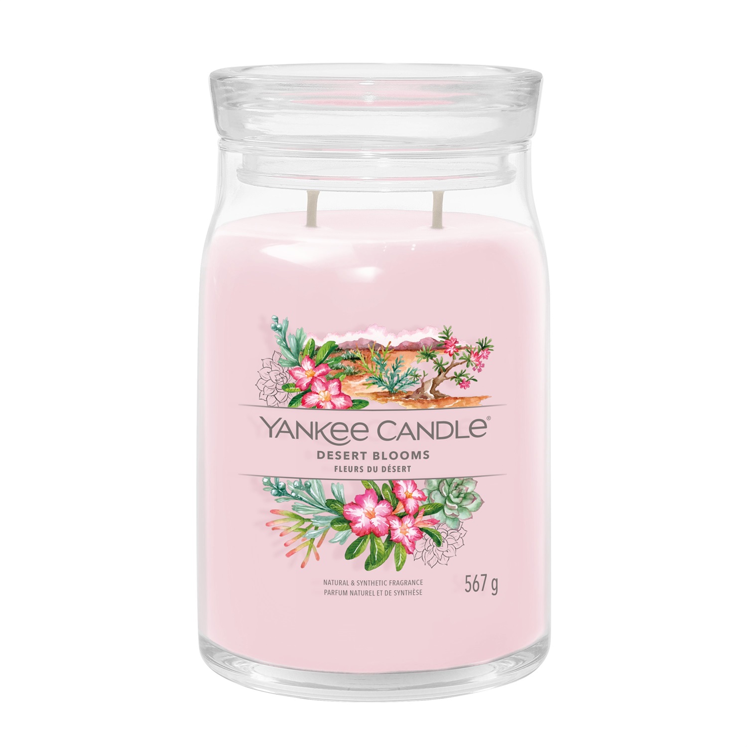 Yankee Candle Desert Blooms Giara Grande 567 g - Candela Profumata a 2 Stoppini con Fragranza di Fiori del Deserto