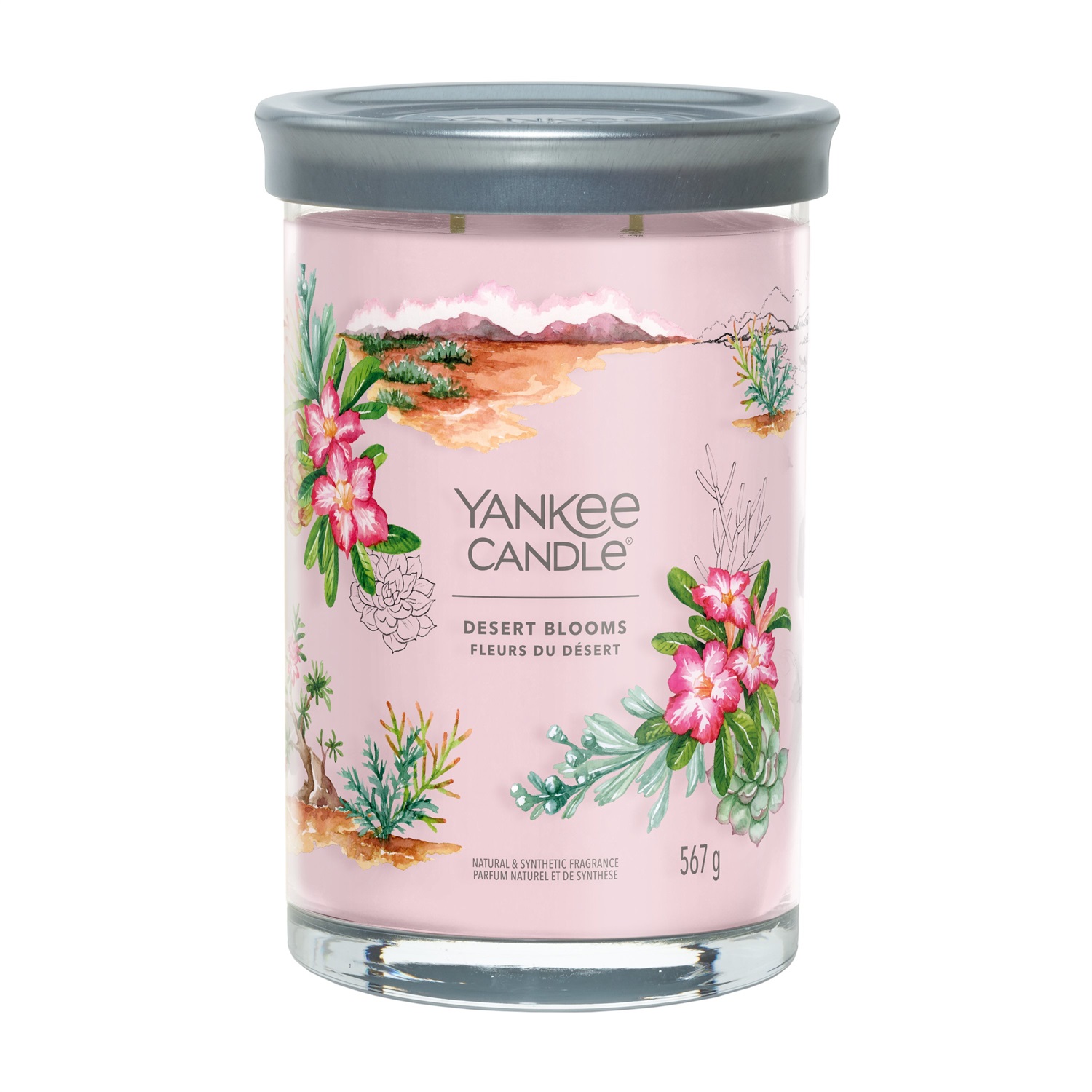 Yankee Candle Desert Blooms - Candela Profumata Tumbler Grande 567 g con 2 Stoppini e Note di Rosa e Salvia