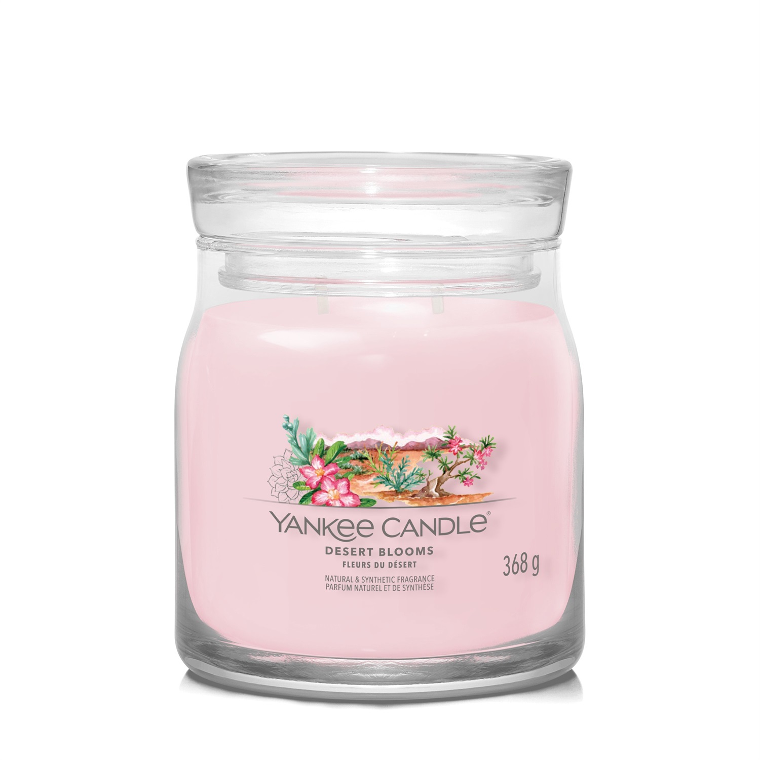 Yankee Candle Desert Blooms - Candela in Giara Media 368 g con Fragranza Legnosa e Note di Rosa