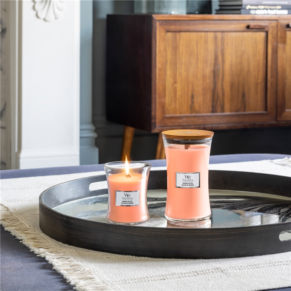 WoodWick Candela Profumata Manuka Nectar 275 g - Clessidra Media con Fragranza Fruttata