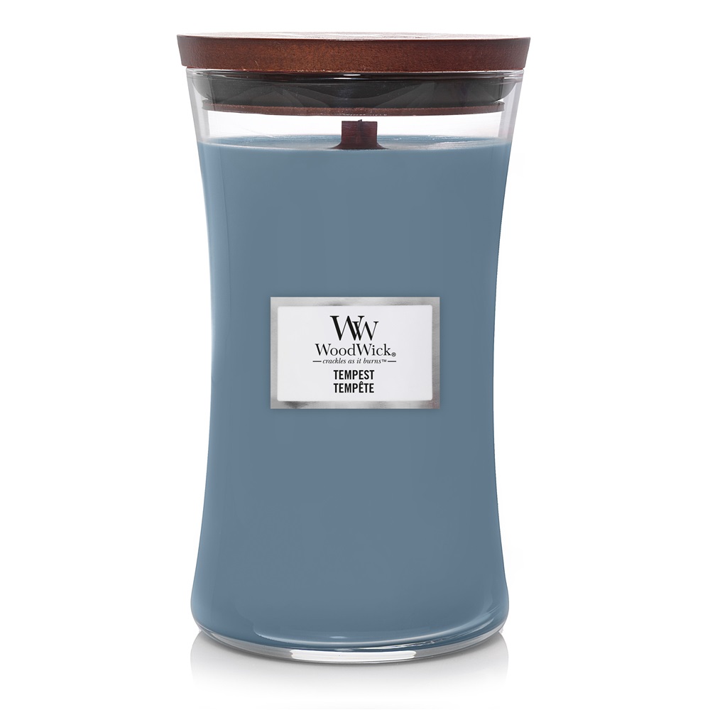 WoodWick Candela Profumata Large Tempest 609g - Fragranza Acqua di Mare e Legno Minerale, Design Clessidra