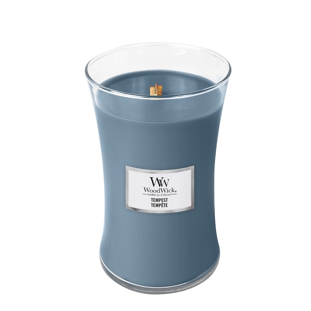 WoodWick Candela Profumata Large Tempest 609g - Fragranza Acqua di Mare e Legno Minerale, Design Clessidra