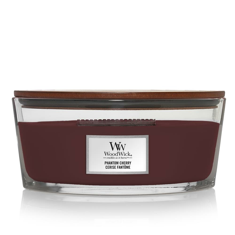 WoodWick Phantom Cherry Candela Profumata 453 g - Fragranza di Ciliegia, Ambra, Cashmere e Vaniglia Affumicata