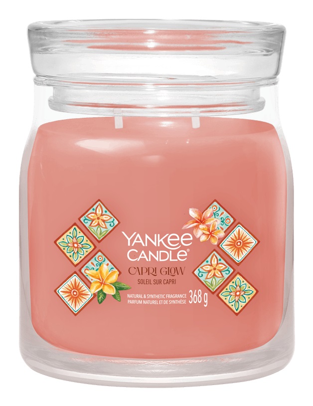 Yankee Candle Capri Glow - Candela Profumata Giara Media 368g, Fragranza Floreale con Frangipani e Agrumi