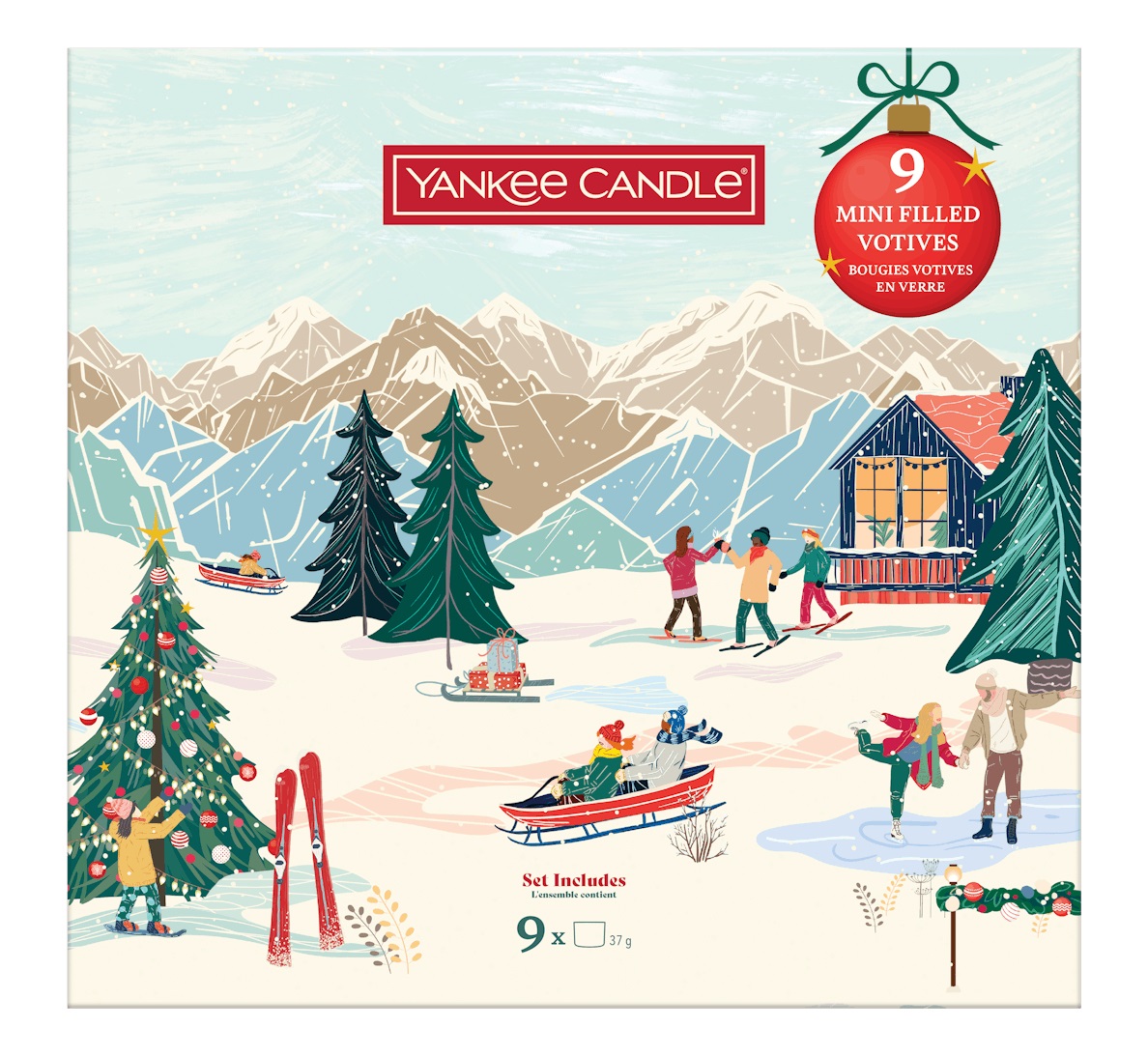 Yankee Candle Christmas Collection - Set Regalo con 9 Candele Votive Profumate (Silver Sage & Pine, Christmas Cookie)