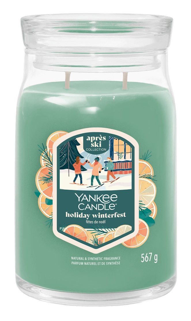 Yankee Candle Holiday Winterfest - Candela Profumata in Giara Grande da 567 g con Fragranza di Agrumi e Pino Fresco, Durata Fino a 90 Ore
