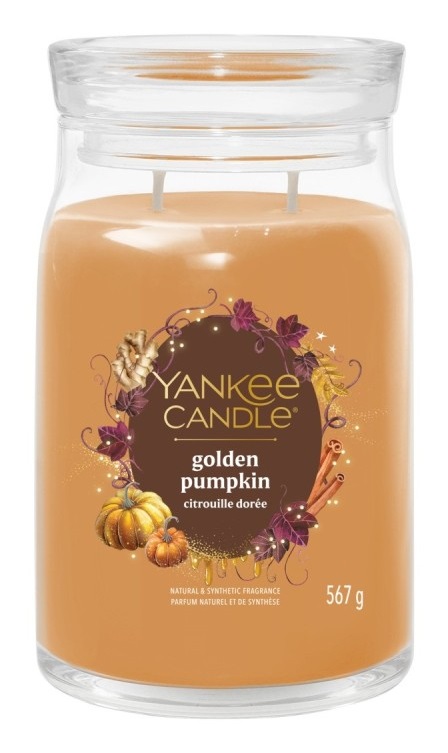 Yankee Candle Giara Grande Golden Pumpkin - Candela Profumata con Fragranza di Zenzero, Cannella e Caramello, Durata 90 Ore