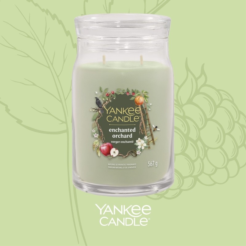Yankee Candle Enchanted Orchard - Candela Profumata in Vetro 567 g, Durata Fino a 90 Ore, Fragranze di Mele Caramellate e Albicocche