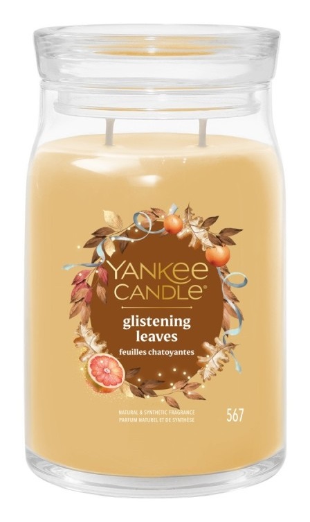 Yankee Candle Glistening Leaves 567g - Candela Profumata con note di agrumi, muschio di quercia e patchouli