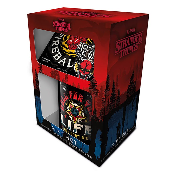 Pyramid International Set Regalo Stranger Things Hellfire - Tazza 325 ml, Sottobicchiere e Portachiavi in Confezione Regalo