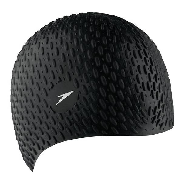 Speedo Unisex Bubble Active Swimming Cap - Cuffia in Silicone Textured Design, Nero, Misura Unica