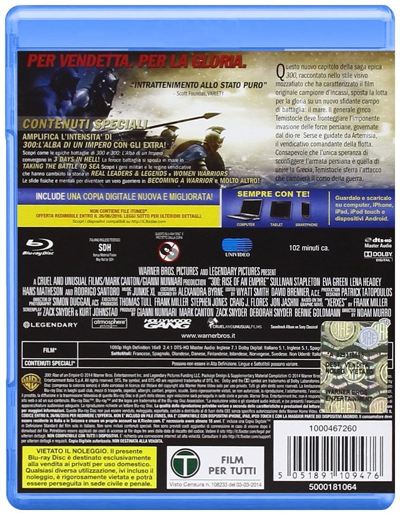 Warner Home Video 300: L'Alba di Un Impero (Blu-Ray, Azione, 2014, Valutazione G)
