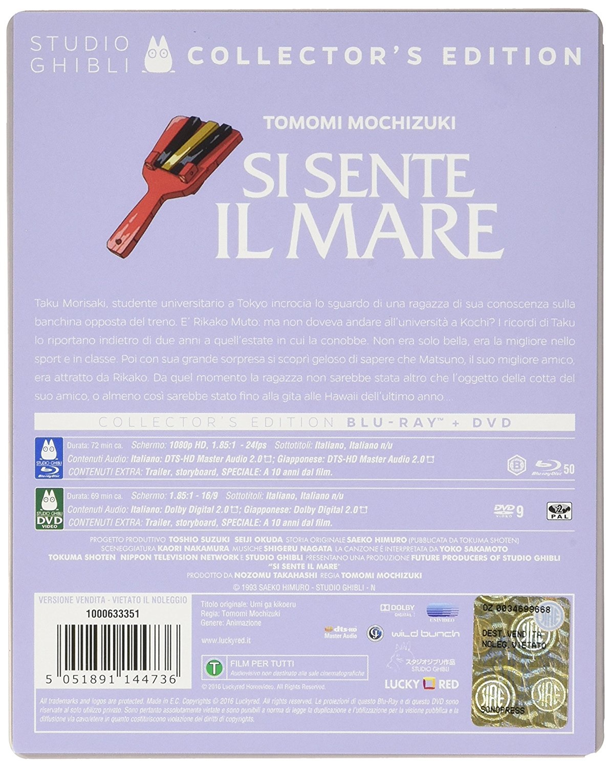 Warner Bros Si Sente Il Mare - Ltd Steelbook Blu-Ray DVD (Anime, Nuovo)