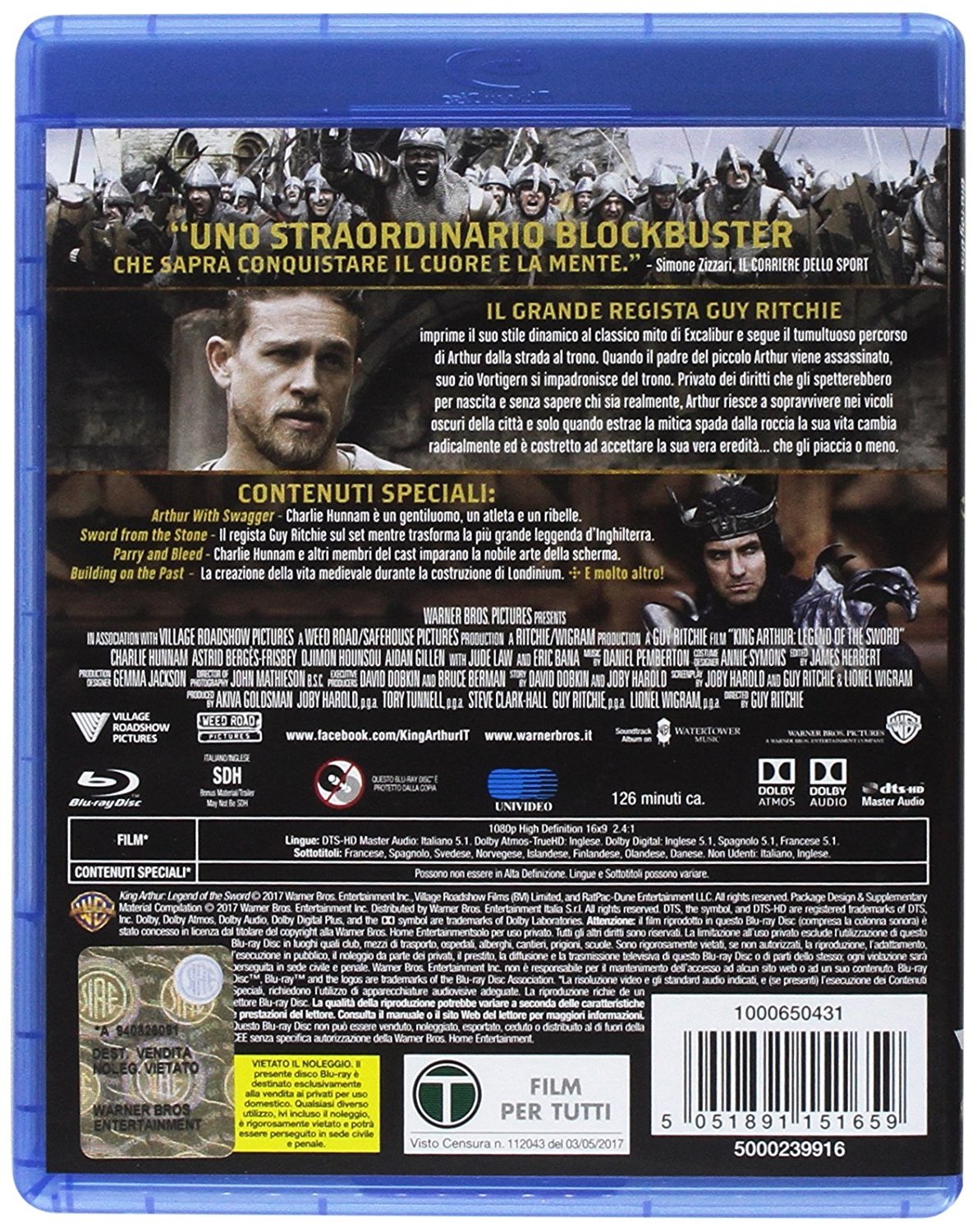 Warner Home Video King Arthur: Il Potere della Spada - Blu-Ray, Azione, 2017, Valutazione G