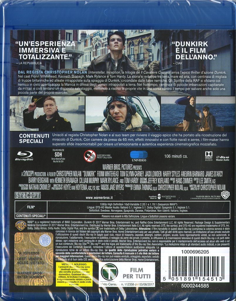 Warner Home Video Dunkirk - Blu-Ray 2 Dischi, Film di Christopher Nolan, Edizione Nuova