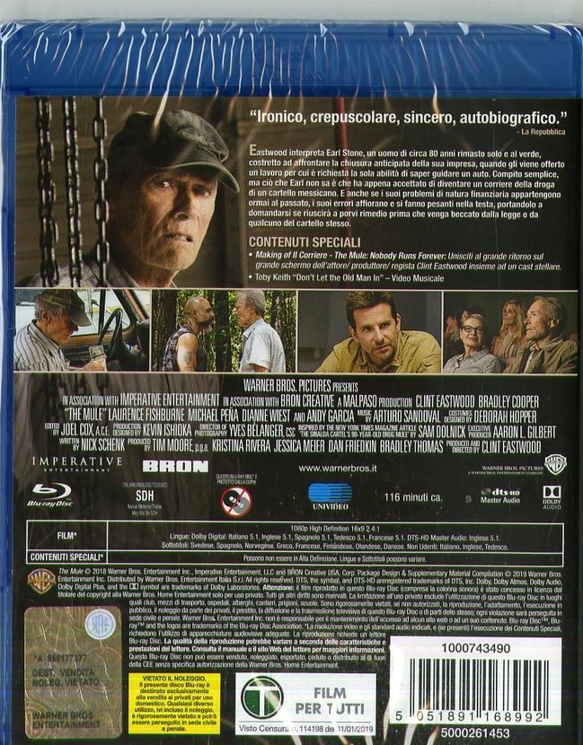 Warner Bros Il Corriere - The Mule Blu-ray Full HD - Film di Clint Eastwood
