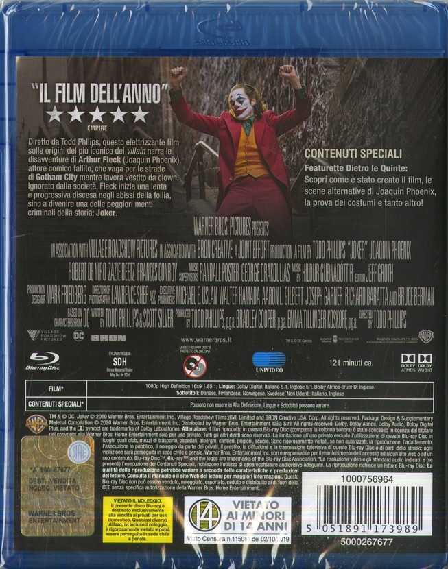 Warner Bros Joker Blu-ray Full HD - Edizione Speciale, Film di Todd Phillips, Genere Crime, Lingue: Inglese e Italiano