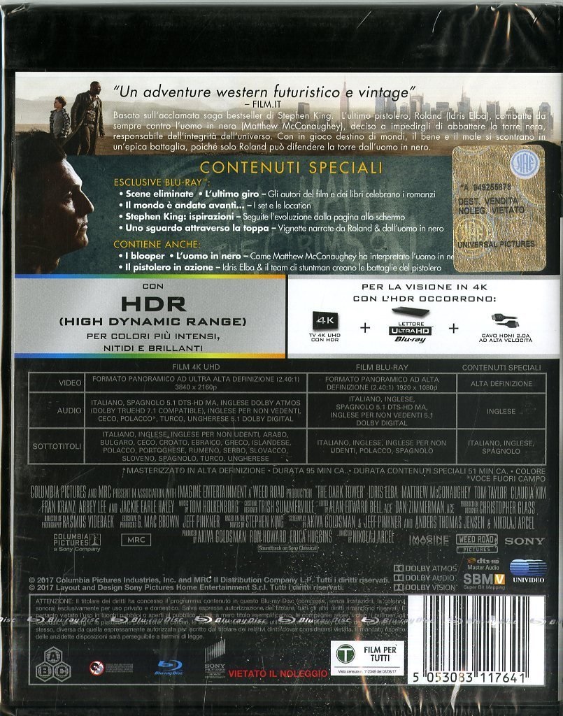 Sony Pictures La Torre Nera (4K Ultra HD Blu-Ray) - Azione, 2017, con McConaughey, Elba, Taylor, Haysbert