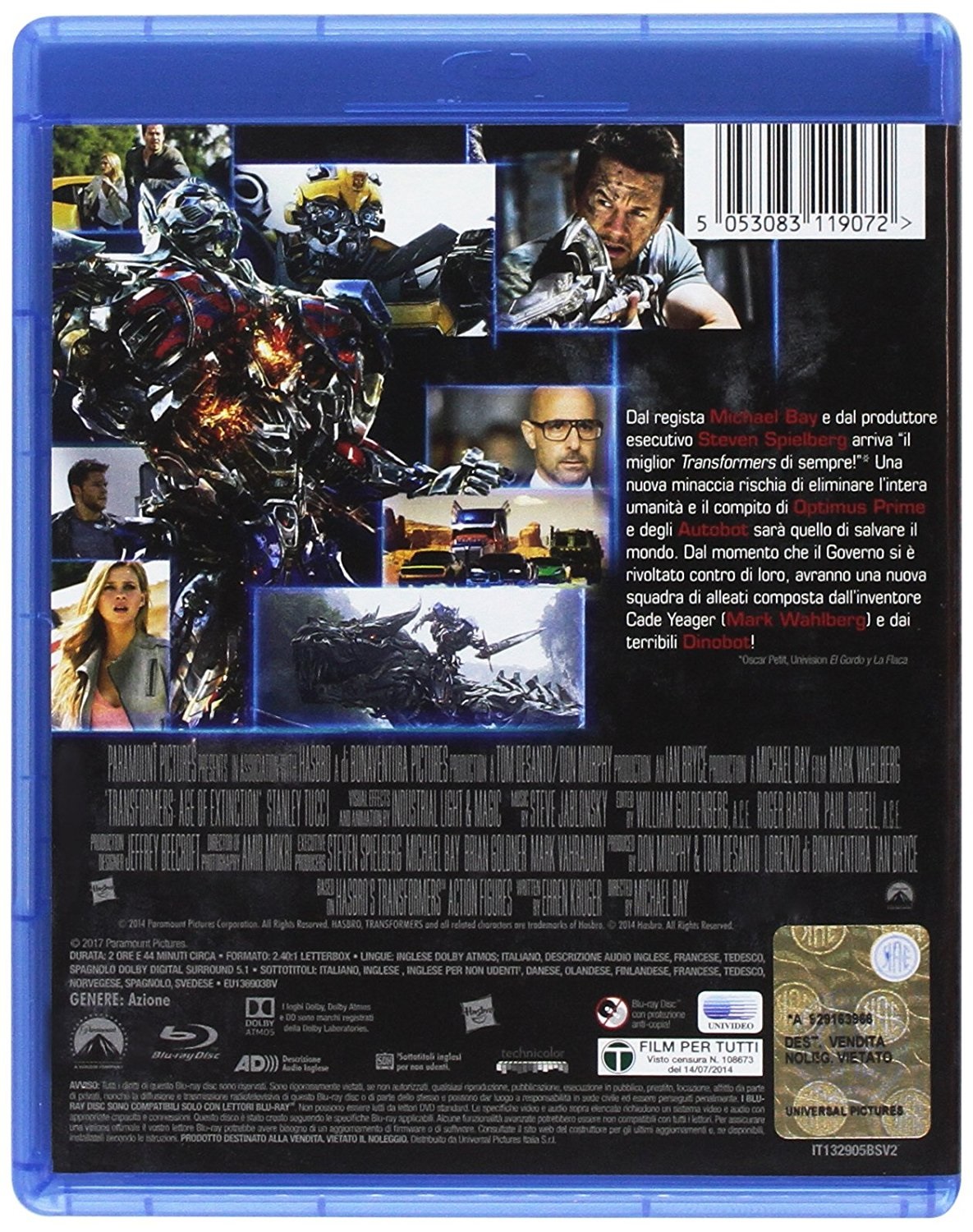 Universal Pictures Transformers 4 - L'Era dell'Estinzione - Film Blu-Ray di Michael Bay con Mark Wahlberg e Stanley Tucci