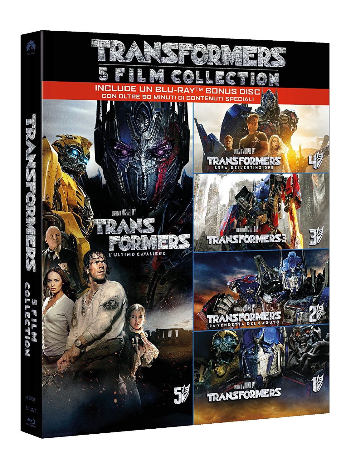 Paramount Transformers - Collezione Completa 1-5 Film in Blu-Ray con Disco Bonus e Audio Extra in Castellano