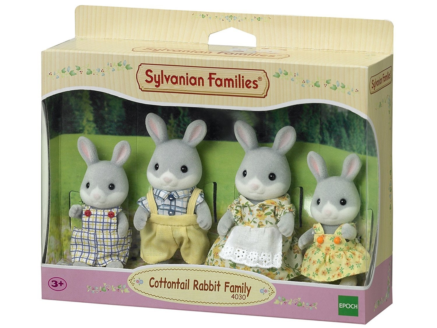 Sylvanian Families 4030 - Famiglia Coniglio Cottontail con 1 Mamma, 1 Papà e 2 Cuccioli - Giocattolo Educativo per Bambini da 3 Anni