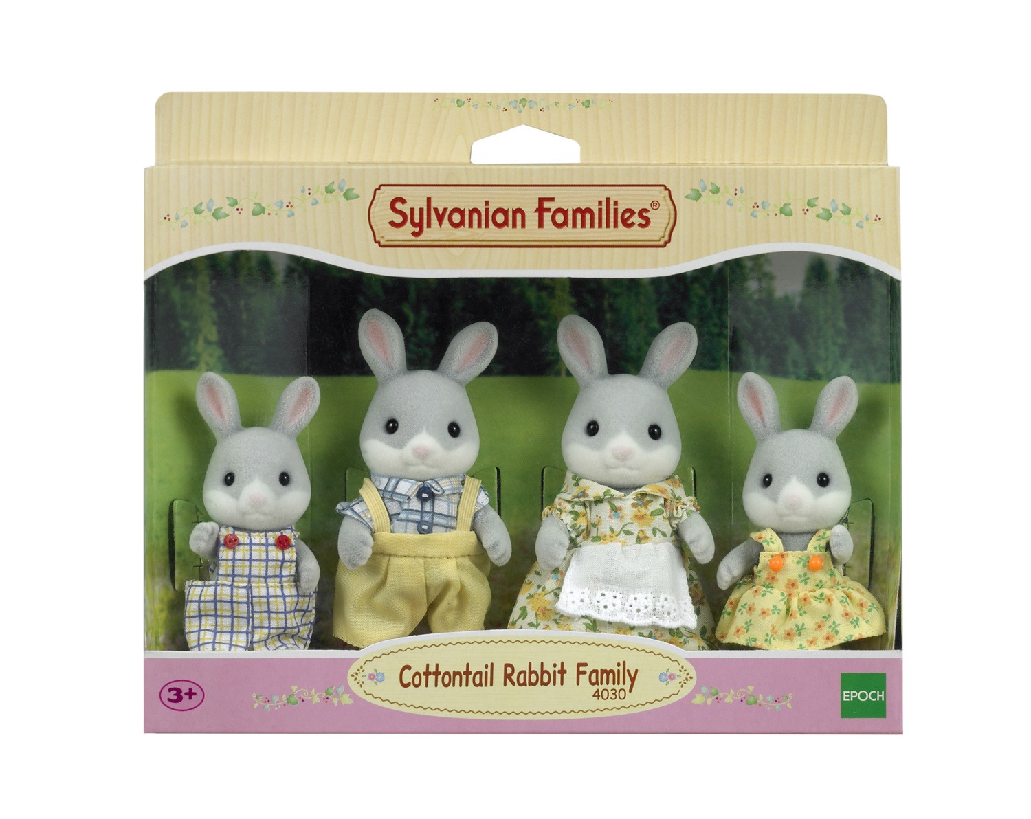 Sylvanian Families 4030 - Famiglia Coniglio Cottontail con 1 Mamma, 1 Papà e 2 Cuccioli - Giocattolo Educativo per Bambini da 3 Anni