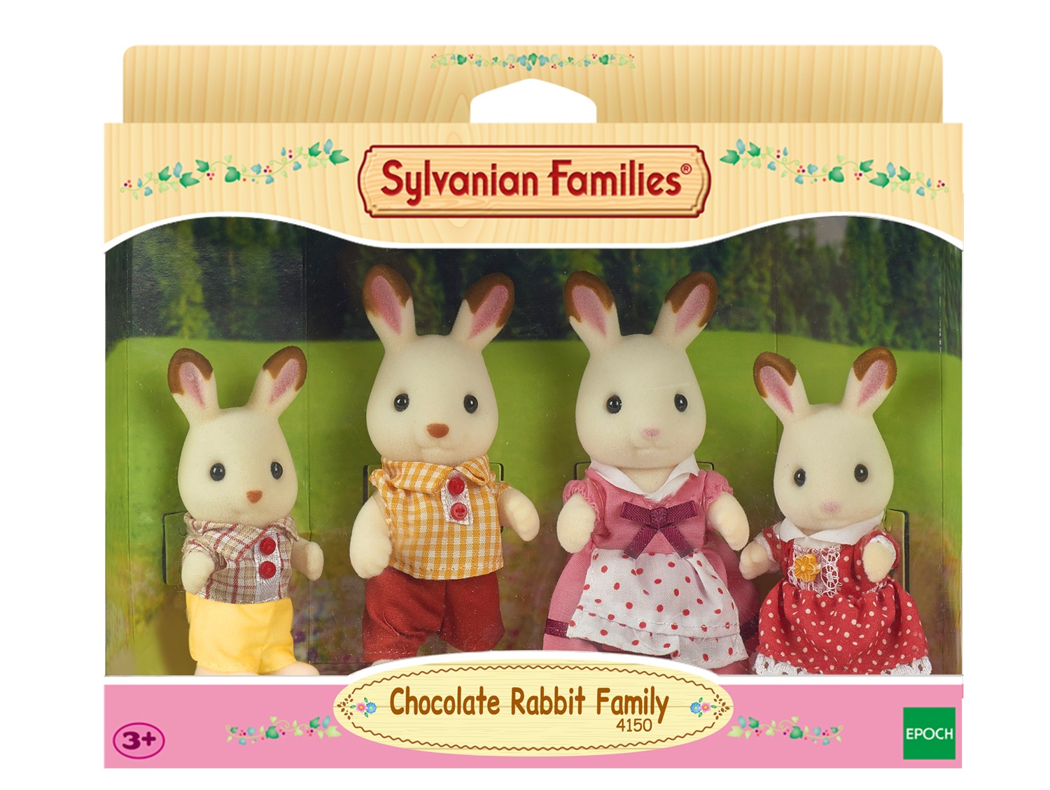 Sylvanian Families 4150 - Famiglia Coniglio Cioccolato - Set di 4 personaggi (padre, madre, fratello e sorella) - Dimensioni figurine: 6-8 cm